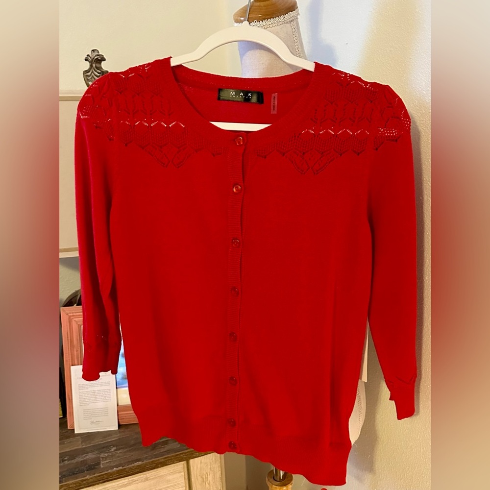 MAK Red Cardigan Size Small